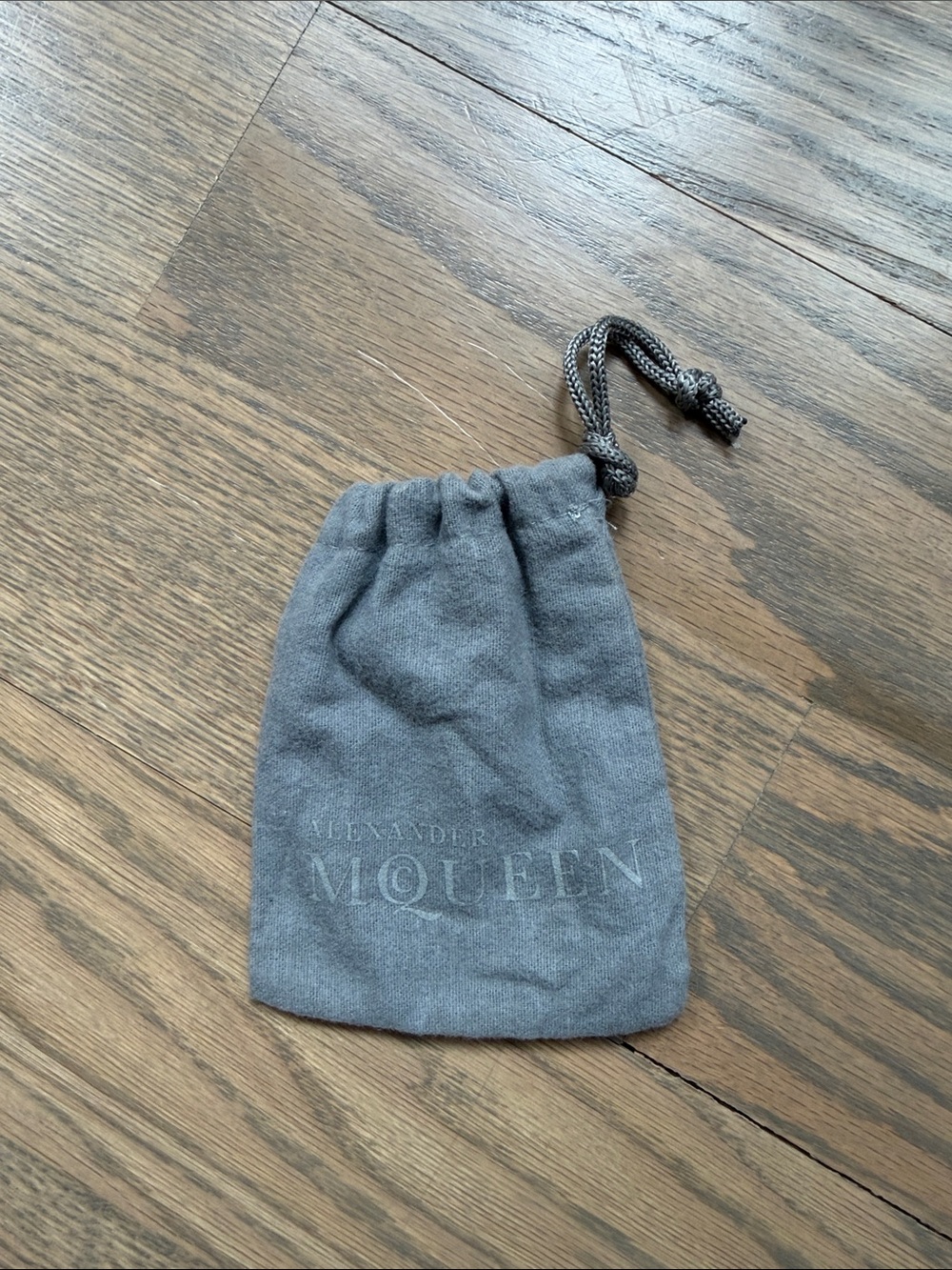 Alexander McQueen Gray Suede Drawstring Pouch